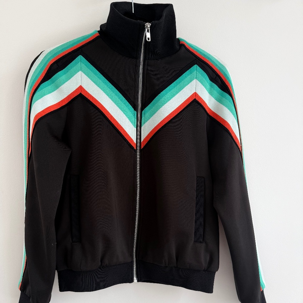 Maje Maneli Chevron Striped Track Jacket
